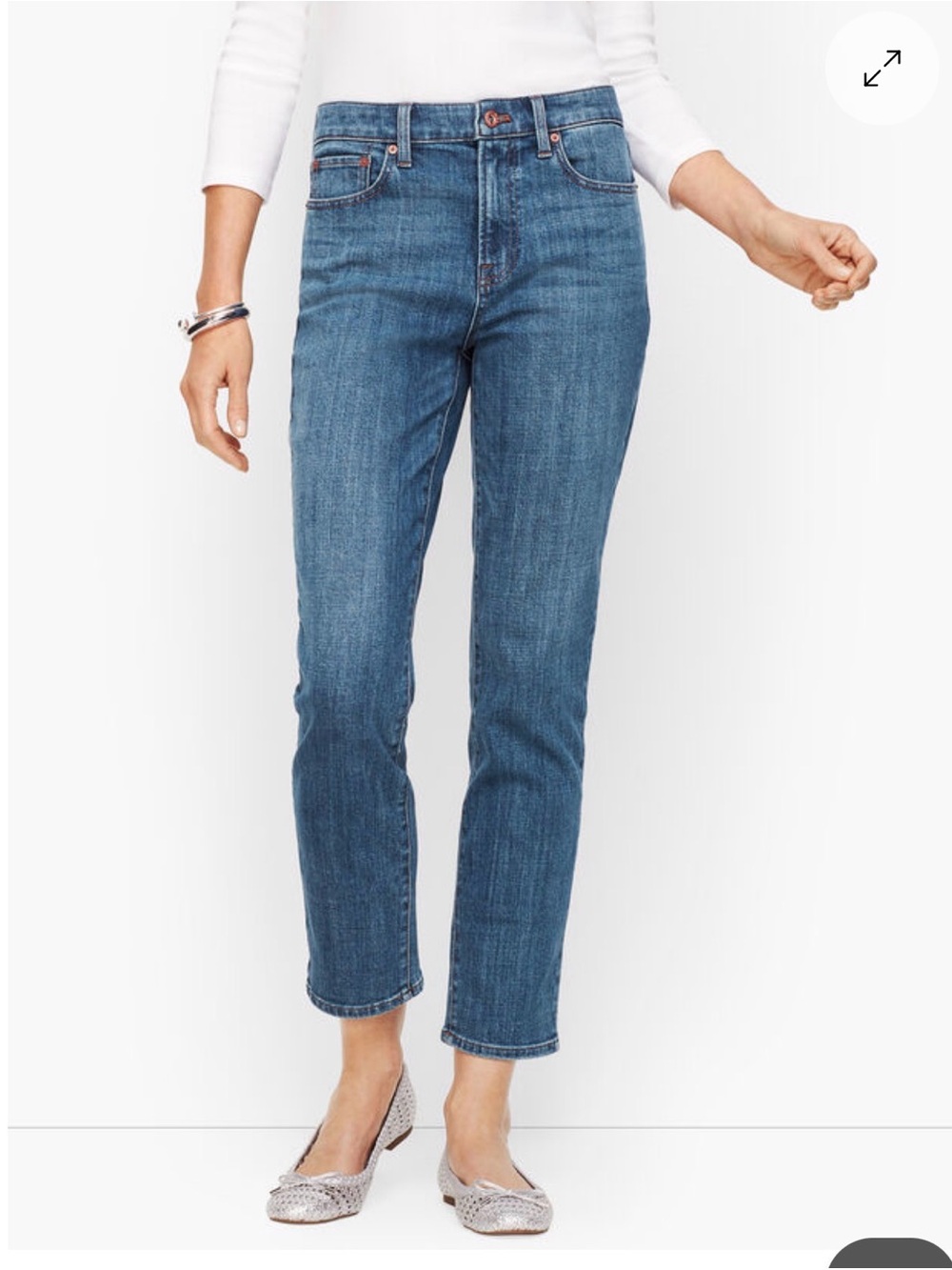 Talbots Mid-Rise Cropped Straight Jeans in Medium Blue Wash